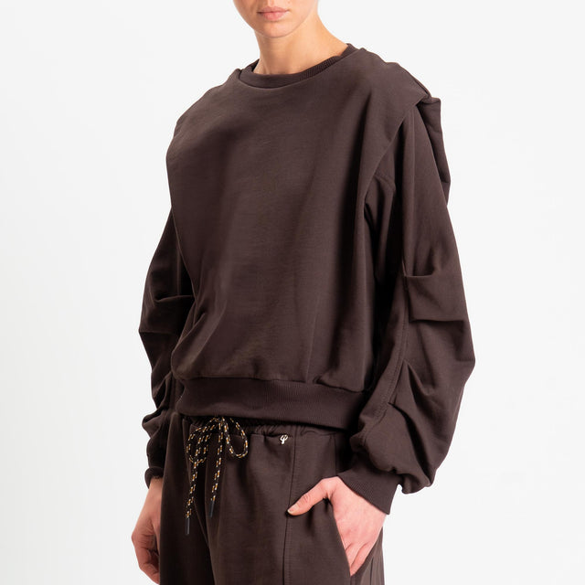 Philia Loft-Felpa con arricciatura sulle maniche - moro