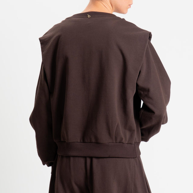 Philia Loft-Felpa con arricciatura sulle maniche - moro