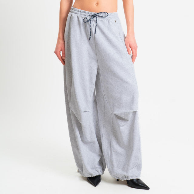 Philia Loft-Pantalone in felpa barrel wide leg - grigio