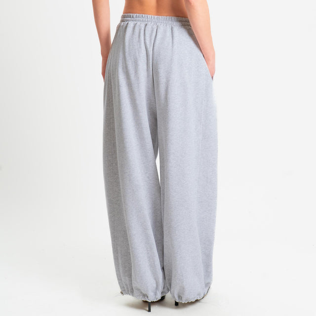 Philia Loft-Pantalone in felpa barrel wide leg - grigio