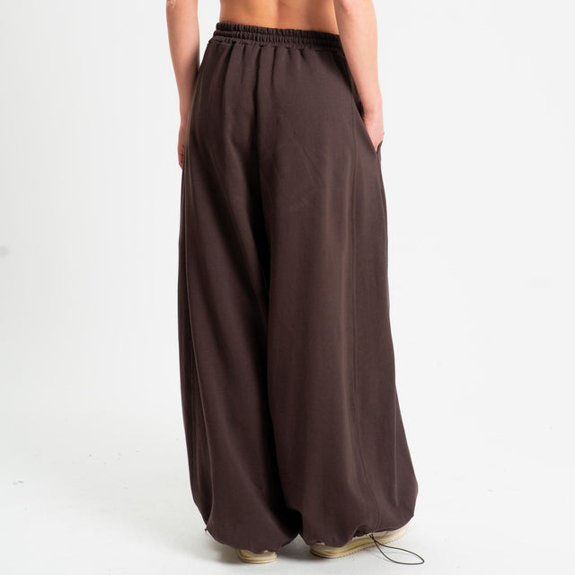 Philia Loft-Pantalone in felpa barrel wide leg - moro