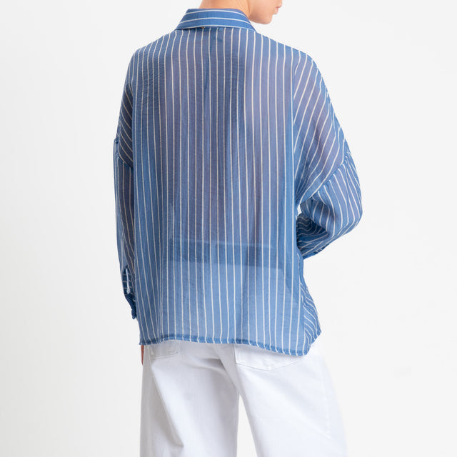 Philia Loft-Camicia a righe in mussola di lyocell - jeans/bianco