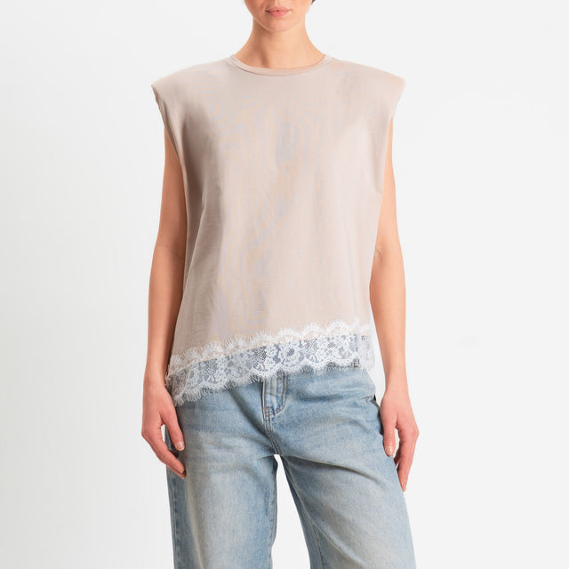 Philia Loft-T-shirt smanicata con spalline - avorio