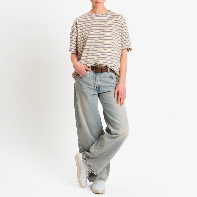 Philia Loft-T-shirt a righe con crochet dietro - sand/burro/choco