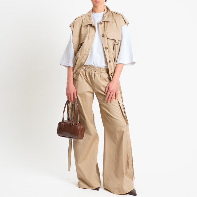 Philia Loft-Gilet in popeline con tasche - sabbia