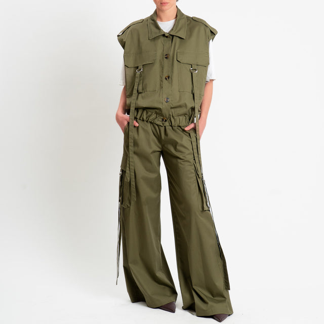Philia Loft-Gilet in popeline con tasche - militare