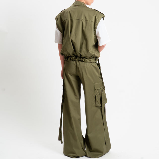 Philia Loft-Gilet in popeline con tasche - militare