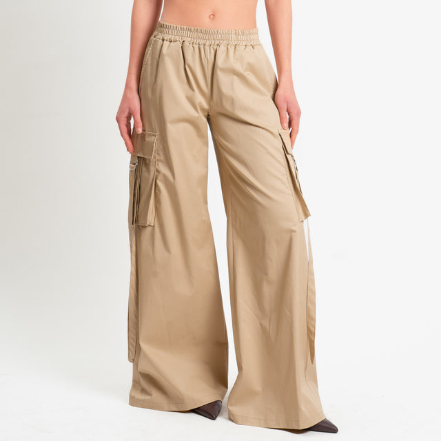 Philia Loft-Pantalone cargo in popeline - sabbia