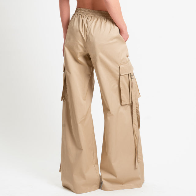 Philia Loft-Pantalone cargo in popeline - sabbia