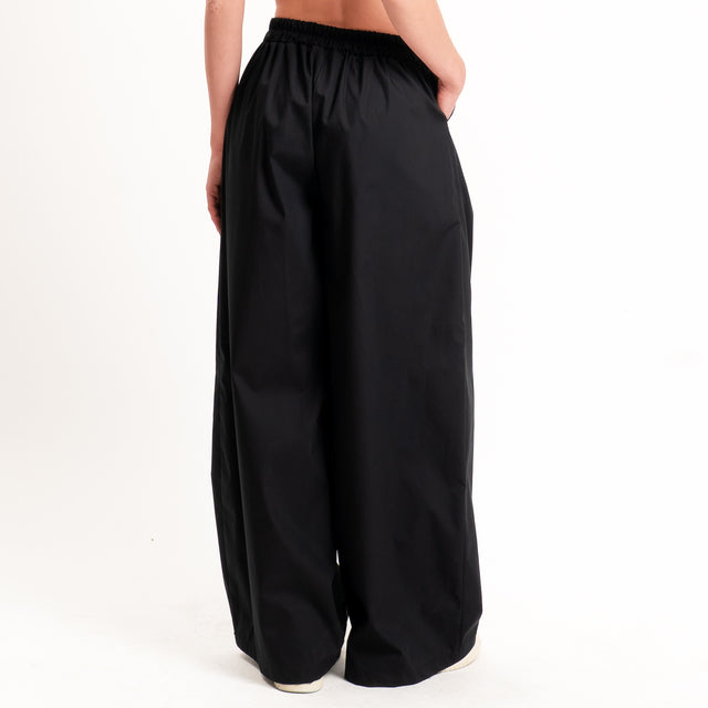 Philia Loft-Pantalone wide leg elastico in vita - nero
