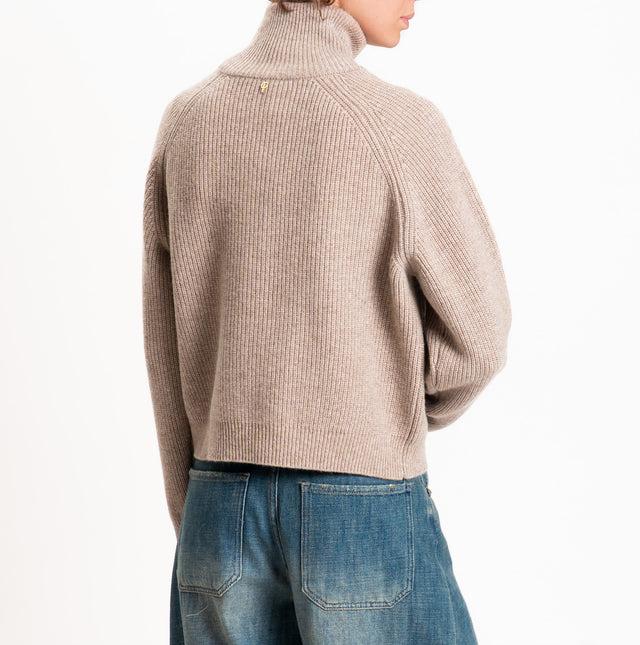 Philia loft-Maglia 100% LANA a coste - beige