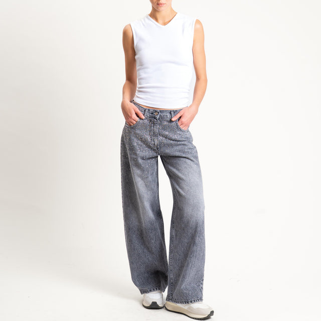 Philia Loft-Jeans dettaglio strass - denim nero