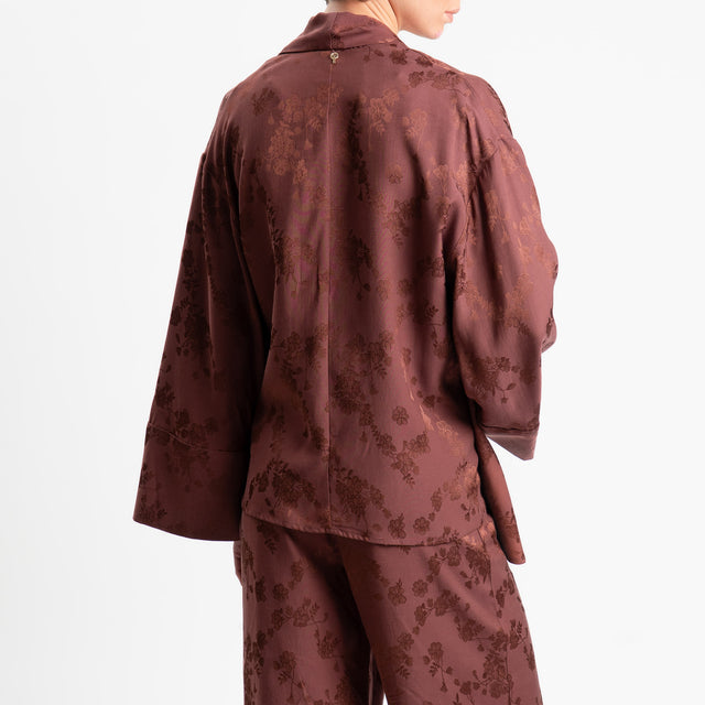 Philia Loft-Giacca kimono damascata con accessorio - vino