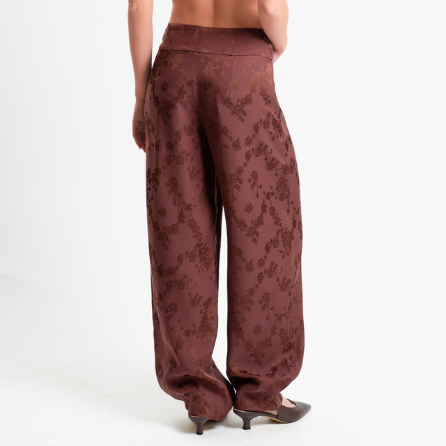 Philia Loft-Pantalone damascato bottoni laterali - vino