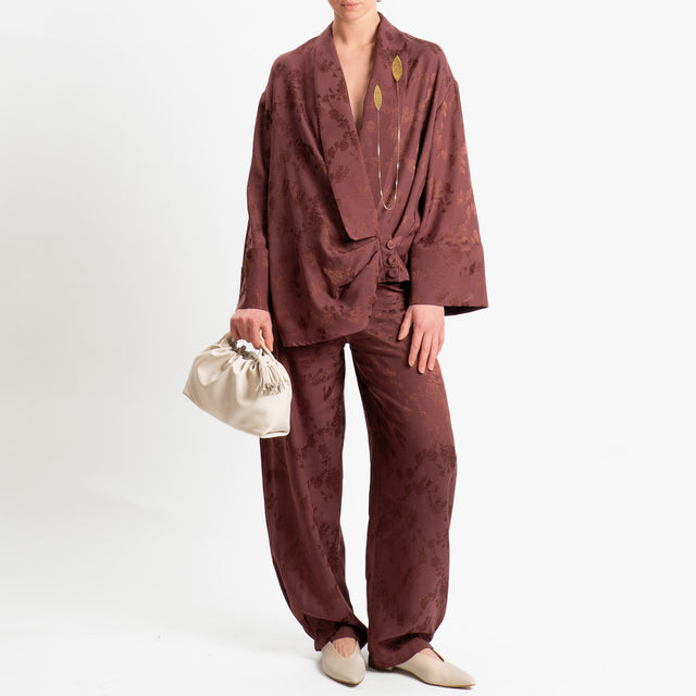 Philia Loft-Pantalone damascato bottoni laterali - vino