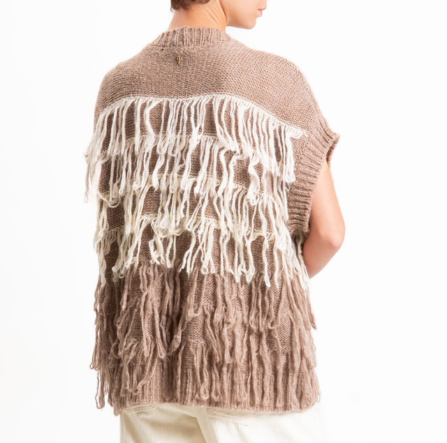 Philia loft-Gilet mohair con frange - casha/burro