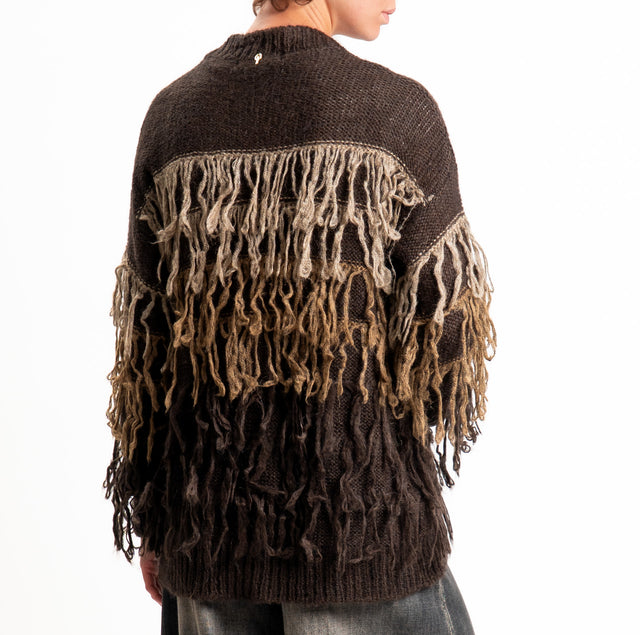 Philia loft-Cardigan mohair con frange - moro