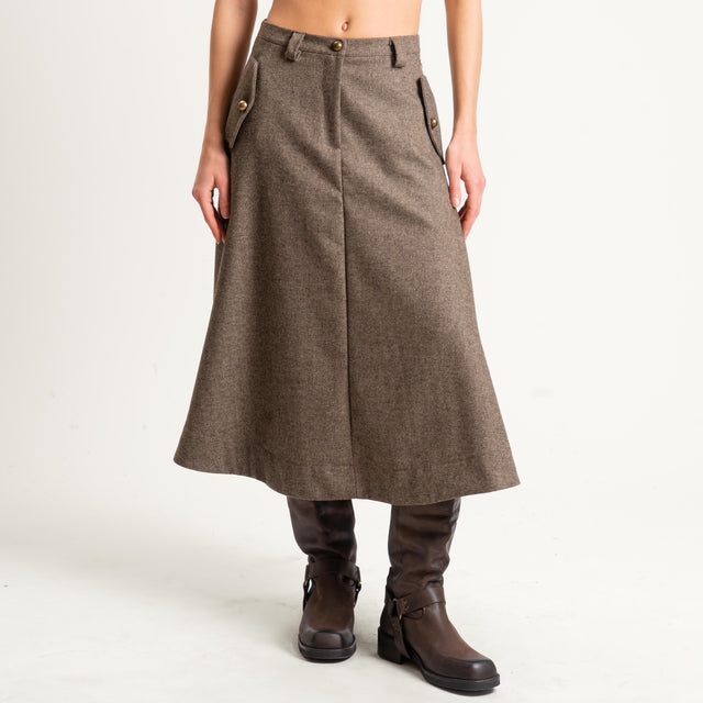 Philia Loft-Gonna spinata con tasche - beige/moro