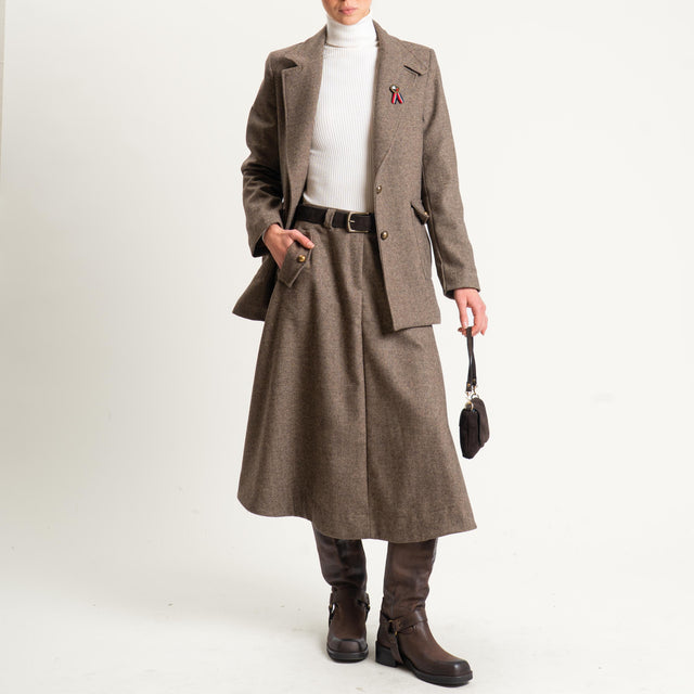 Philia Loft-Gonna spinata con tasche - beige/moro