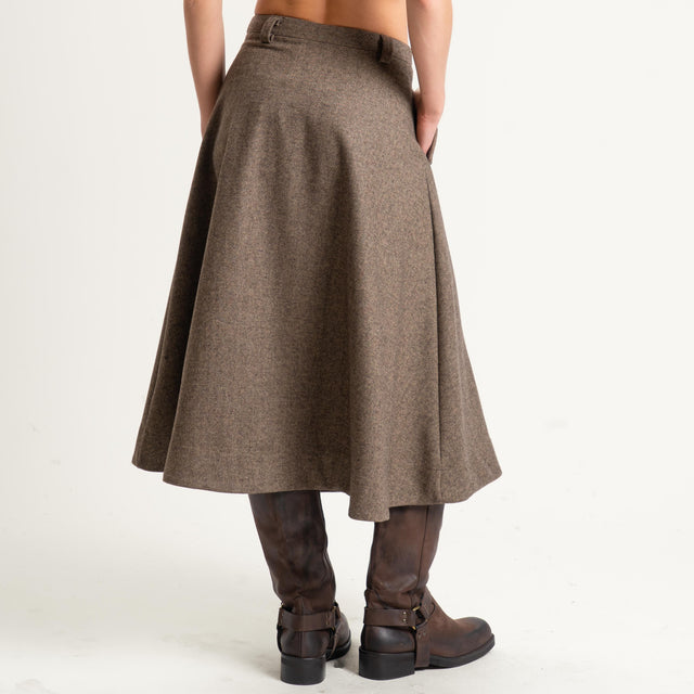 Philia Loft-Gonna spinata con tasche - beige/moro