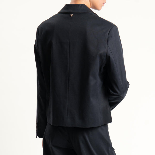 Philia Loft-Giacca 3/4 con spalline tessuto elasticizzato super comfort - nero