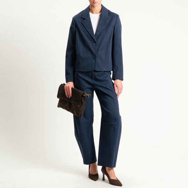 Philia loft-Pantalone barrel tessuto elasticizzato super comfort - blu