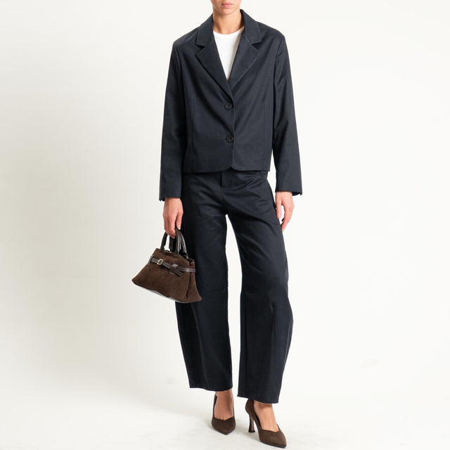 Philia loft-Pantalone barrel tessuto elasticizzato super comfort - nero