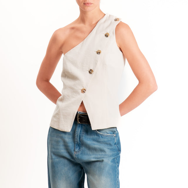 Philia Loft-Gilet monospalla chiusura asimmetrica - beige
