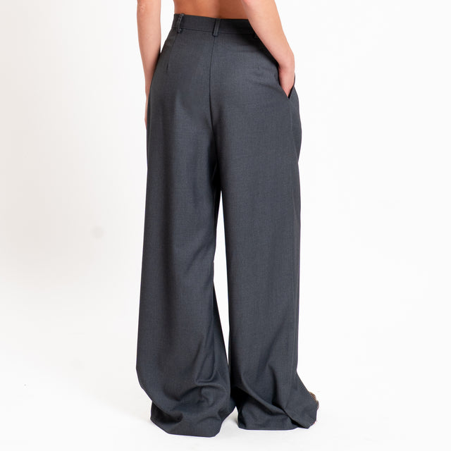 Philia loft-Pantalone wide leg con pinces - antracite