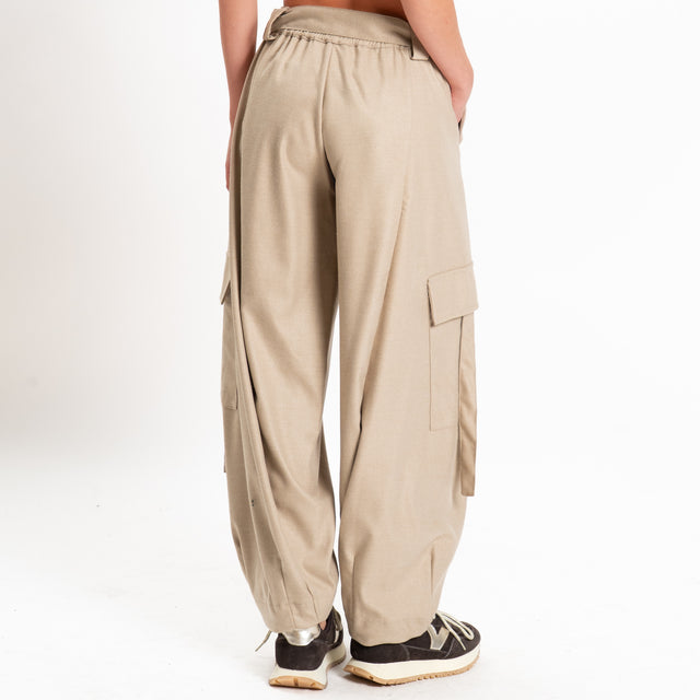 Philia loft-Pantalone cargo in flanella con cintura - cacha