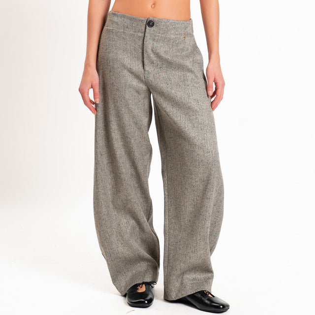 Philia loft-Pantalone melange elastico dietro - grigio