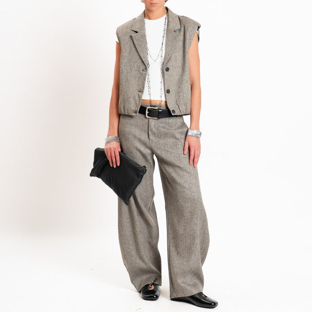 Philia loft-Pantalone melange elastico dietro - grigio