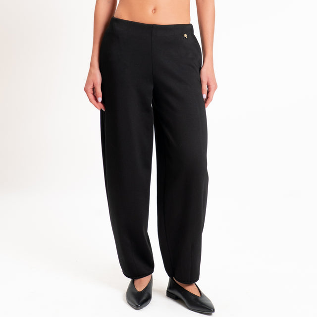 Philia loft-Pantalone punto milano con elastico - nero