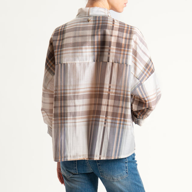Philia Loft-Camicia check con fiocco - sand/moro/militare