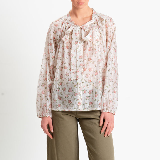 Philia Loft-Camicia fantasia provenzale in lyocell - burro/rosa