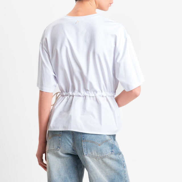 Philia Loft-T-shirt doppio tessuto con coulisse - bianco