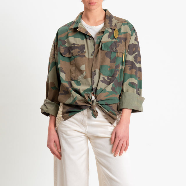 Philia Loft-Giacca camicia vintage doppio tessuto - camouflage