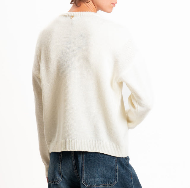 Philia loft-Maglia cartoons misto alpaca - panna