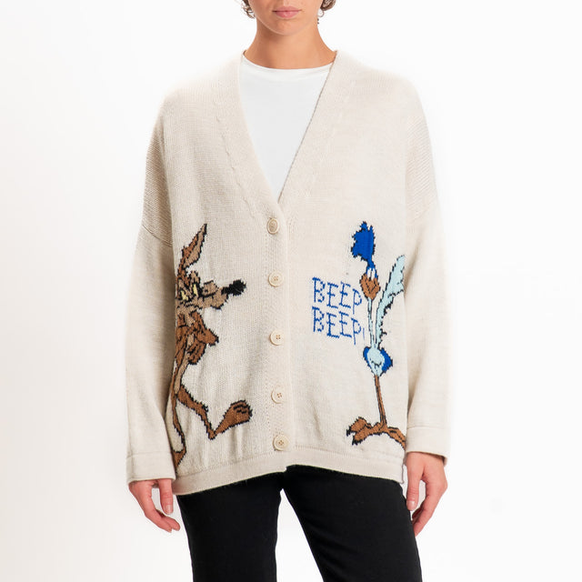 Philia loft-Cardigan cartoons misto alpaca - panna