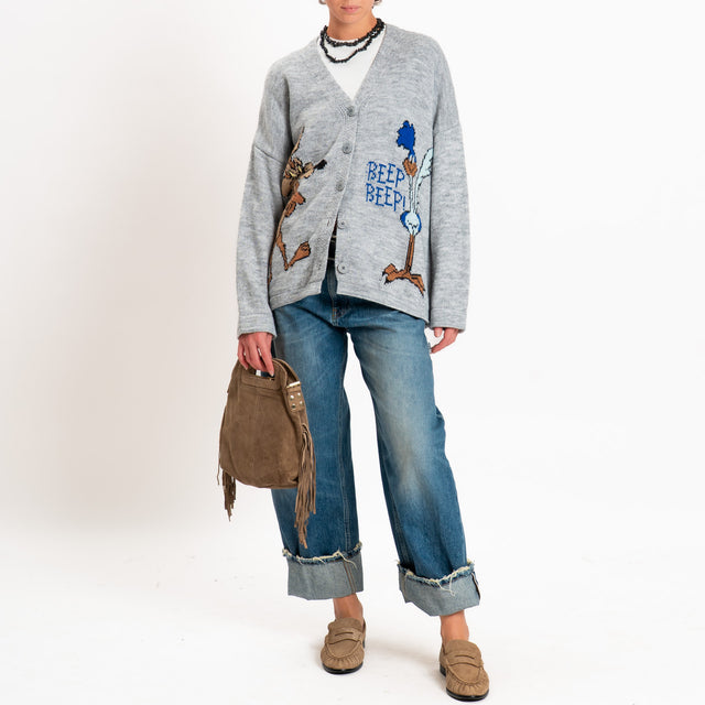 Philia loft-Cardigan cartoons misto alpaca - grigio