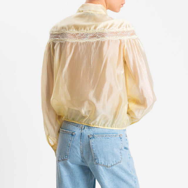 Philia Loft- Camicia georgette con pizzo - giallo