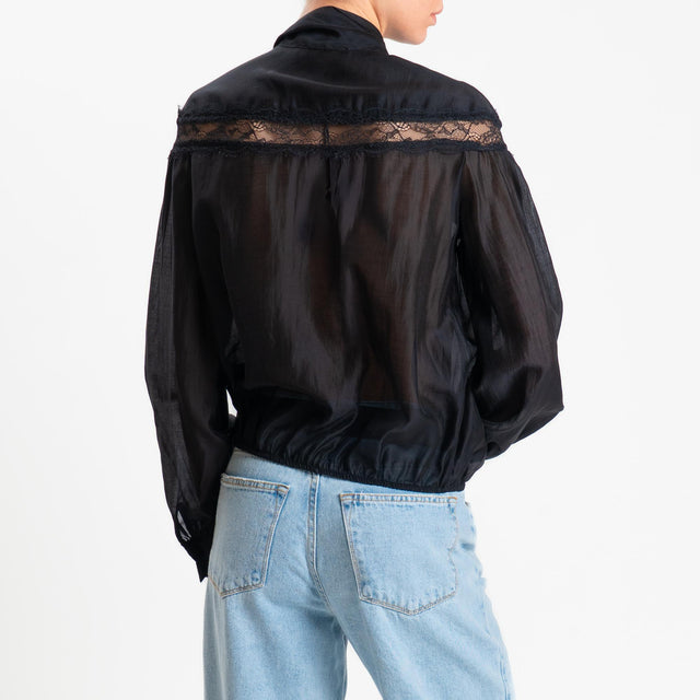 Philia Loft- Camicia georgette con pizzo - Nero
