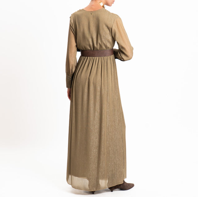 Philia loft-Abito scollo a v con cintura - muschio