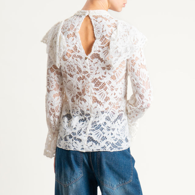 Philia Loft-Blusa in pizzo con rouches - burro