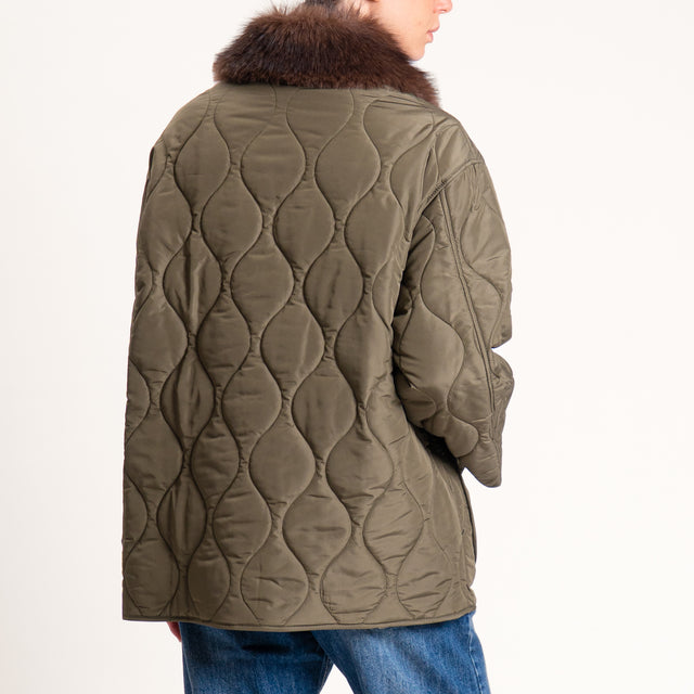 Philia Loft-Giacca trapuntata collo ecopelliccia - militare