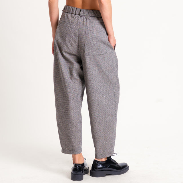Philia Loft-Pantalone pied de poule elastico dietro - burro/nero