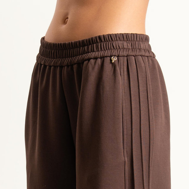 Philia Loft-Pantalone punto milano con elastico - cioccolato