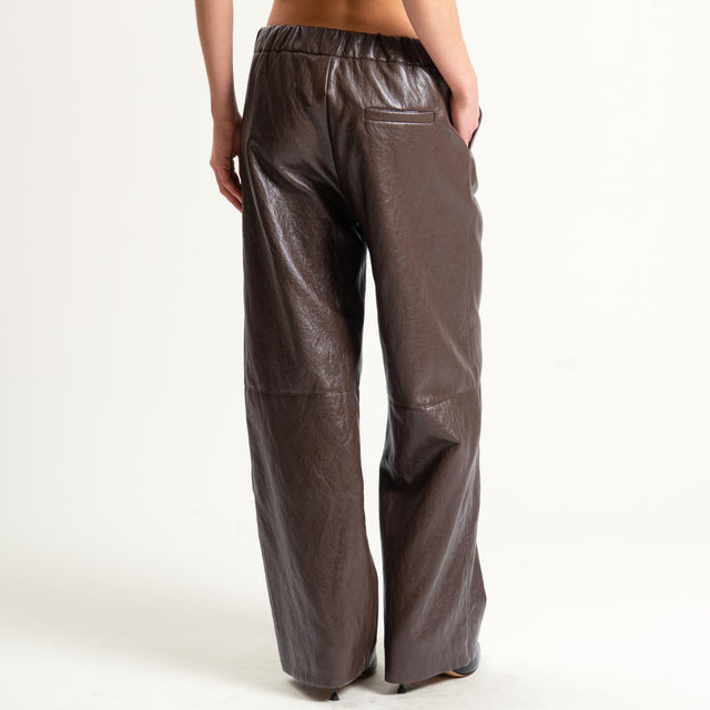 Philia Loft-Pantalone similpelle elastico in vita - moro