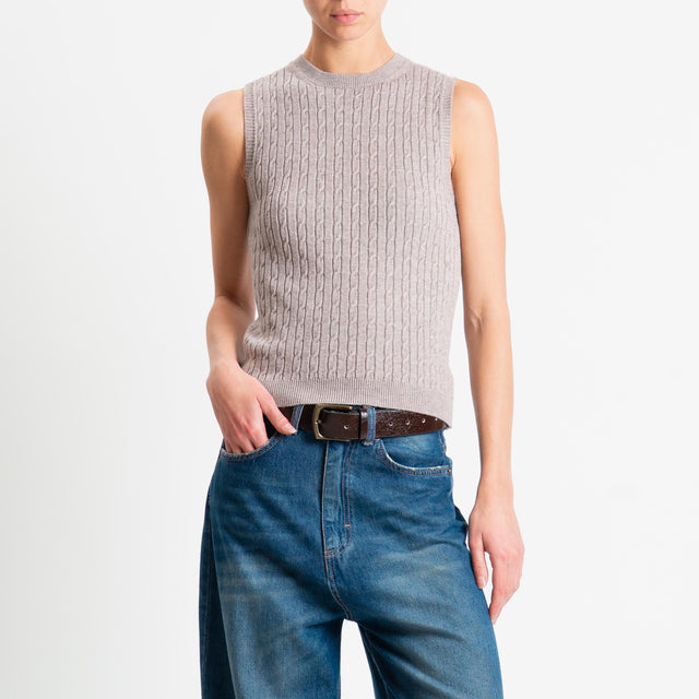 Philia Loft-Gilet trecce bordi a coste - fango