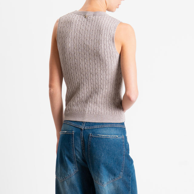 Philia Loft-Gilet trecce bordi a coste - fango